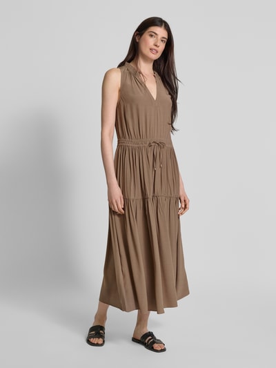 MOS MOSH Maxikleid mit Tunikakragen Modell 'Sabri' Sand Melange 1