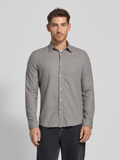 Marc O'Polo Shaped Fit Freizeithemd aus reiner Baumwolle Hellgrau Melange 4