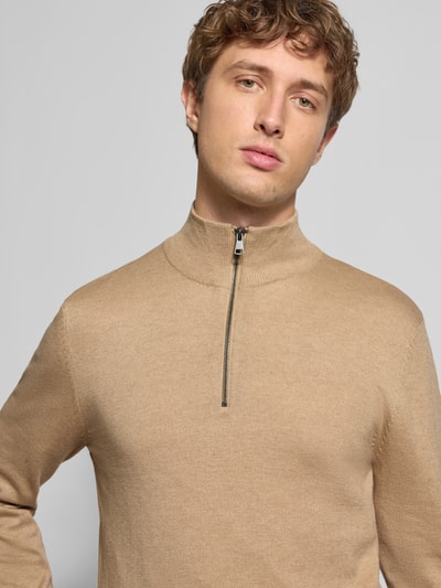 Blend Troyer aus Baumwoll-Mix in Strick-Optik Beige 3