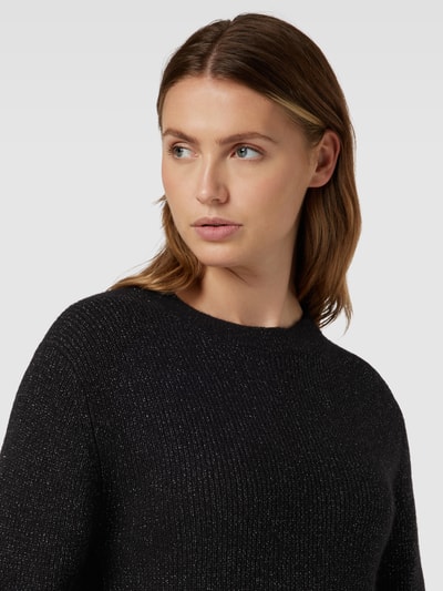 comma Casual Identity Gebreide pullover met effectgaren Metallic zwart gemêleerd - 3