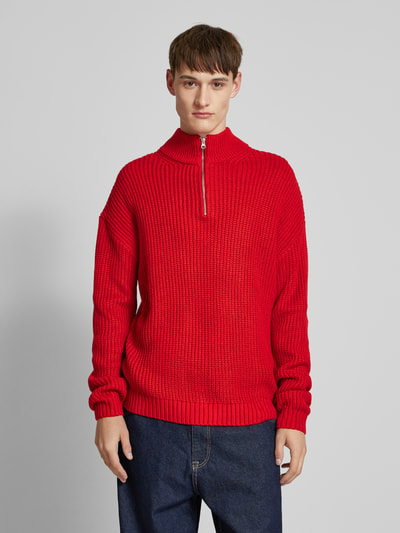 REVIEW Gebreide pullover met ribboorden Rood - 4