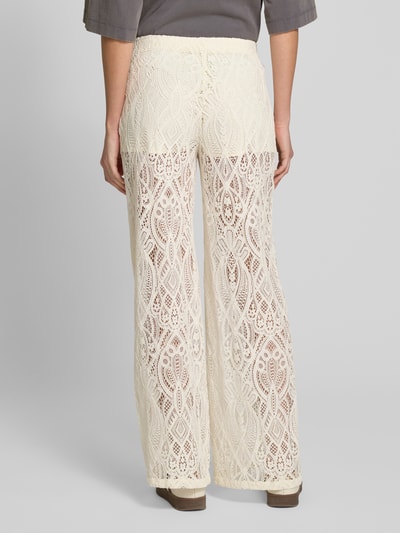 Jake*s Casual Broek met wijde pijpen en kant Offwhite - 5