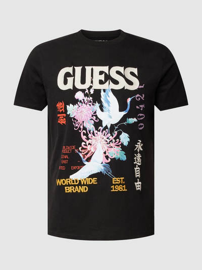 GUESS T-Shirt mit Label-Print Modell 'TOKYO' Black 2
