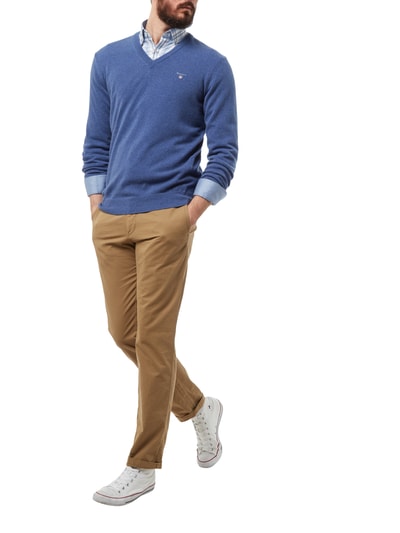 Gant Pullover aus Lammwolle mit V-Ausschnitt Blau 1