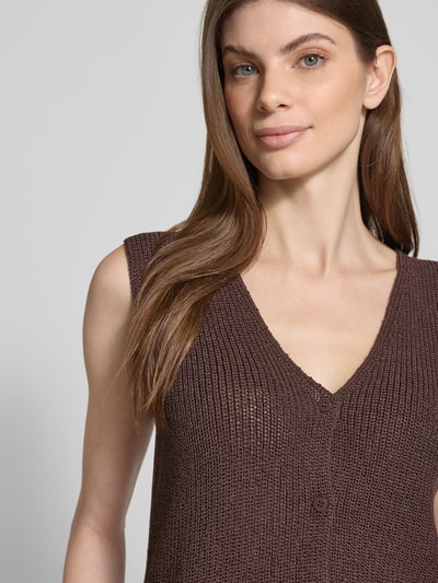 Mango Weste mit V-Ausschnitt Modell 'PALOMA' Dunkelbraun 3