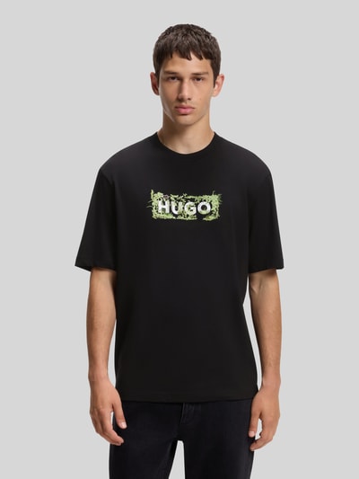 HUGO Blue t-shirt o kroju regular fit z czystej bawełny model 'Niviotee' BLACK 4