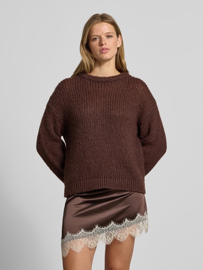 PIECES Relaxed Fit Pullover im Chunky Knit Look Modell 'DORTHEA' Dunkelbraun 4