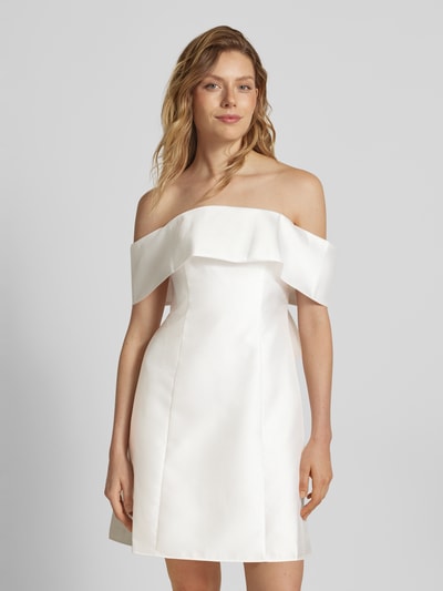 Adrianna Papell Off-Shoulder-Cocktailkleid mit Ziernähten Offwhite 4