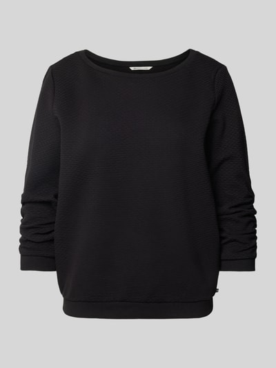 Tom Tailor Denim Shaped Fit Sweatshirt aus Bio-Baumwoll-Mix mit 3/4-Arm und Dobby-Struktur Metallic Black 2