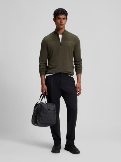 BOSS Green Regular Fit Pullover mit Schurwoll-Anteil Modell 'KN_Momentum-X QZ' Dunkelgruen 1