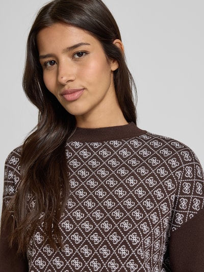 Guess Korte gebreide pullover met ronde hals Chocoladebruin - 3