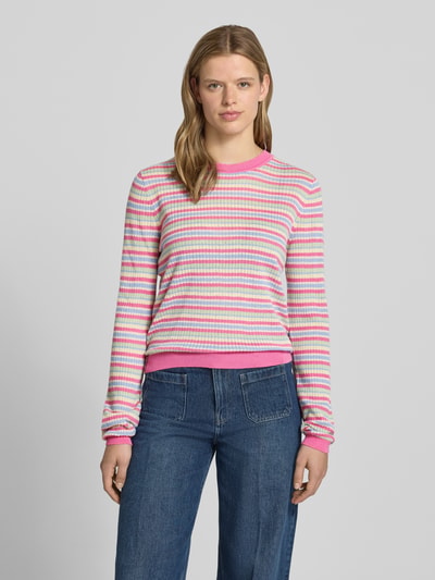 PIECES Regular Fit Strickpullover aus reiner Baumwolle Modell 'DIANA' Pink 4