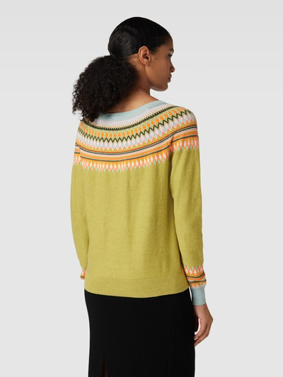 Esprit Gebreide pullover met zigzagmotief Rietgroen - 5