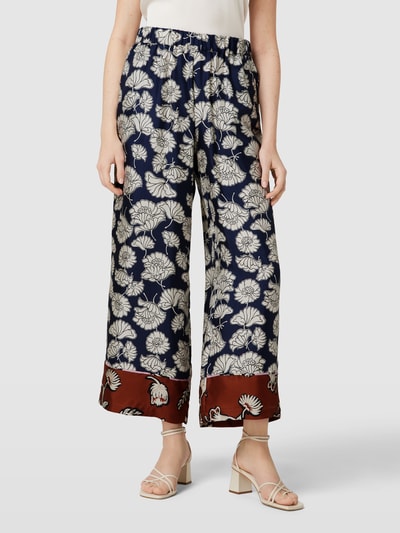 Weekend Max Mara Stoffen broek van zijde met all-over bloemenprint, model 'DIVO' Marineblauw - 4