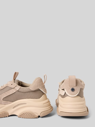 Steve Madden Sneakers van leermix met logoprint, model 'Possession' Taupe - 2