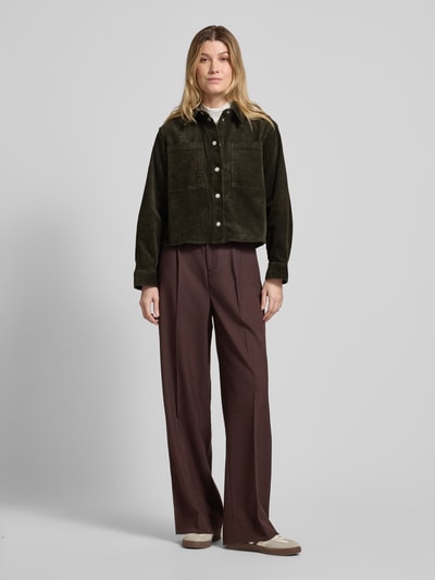 MSCH Copenhagen Regular fit corduroy blouse met borstzakken, model 'Arcelle Geggo' Kaki - 1