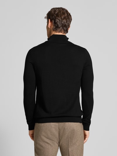 JOOP! Collection Gebreide pullover van scheerwol met opstaande kraag, model 'Dario' Zwart - 5