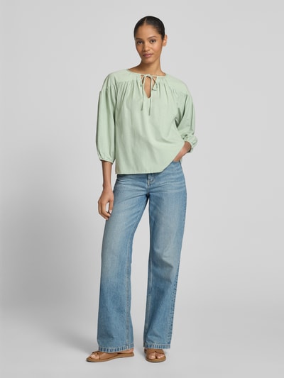 Vila Regular fit blouse met V-hals, model 'PRISILLA' Rietgroen - 1