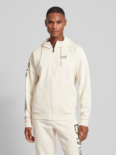 EA7 Emporio Armani Sweatjacke mit Logo-Prints und Kapuze Offwhite 4