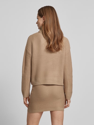 Vero Moda Regular Fit Rollkragenpullover aus Baumwoll-Mix Modell 'OMEGA' Taupe 5