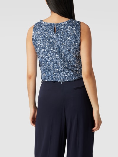 LACE & BEADS Crop Top mit Paillettenbesatz Bleu 5