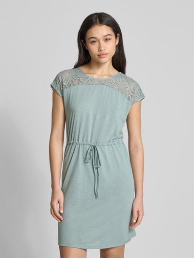 Only Getailleerde knielange jurk met kant, model 'SINDY LIFE' Rietgroen - 4