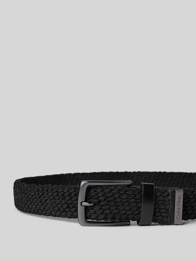 Produktfoto, Gürtel in Flecht-Optik mit Dornschließe von CK Calvin Klein, Schwarz, Material-Mix mit Stretch, klassische Form, Breite 3 cm