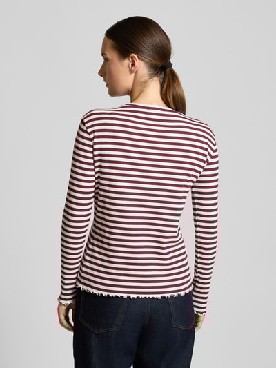 Vila Shirt met lange mouwen en ronde hals, model 'THESSA' Prune - 5