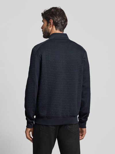 camel active Regular fit sweatjack met opstaande kraag, model 'Bubble' Marineblauw - 5