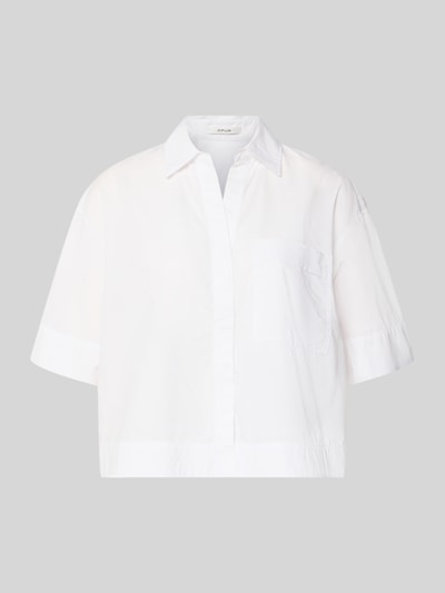 Produktfoto, witte katoenen blouse met korte mouwen, rechte boxy fit, model 'Filsona' van OPUS, Dames Kurzarmbluse