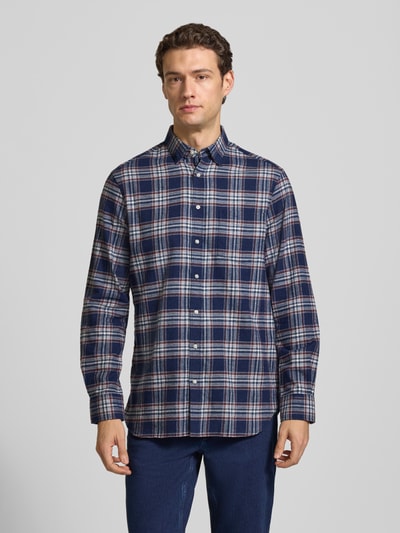Christian Berg Men Slim Fit Freizeithemd mit Kentkragen Jeansblau Melange 4