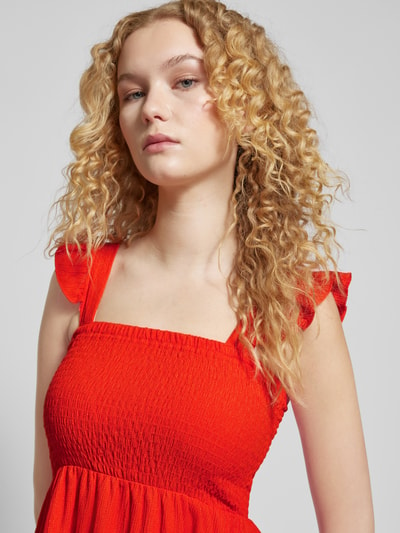 Pieces Sukienka midi z marszczonymi detalami model ‘LUNA’ Jasnoczerwony 3