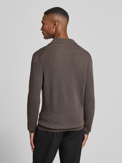 GRAN SASSO Strickpullover aus Schurwolle mit Umlegekragen und V-Ausschnitt Taupe 5