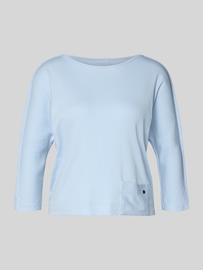 Produktfoto, T-shirt met boothals en 3/4-mouwen van Marc Cain, Mix van katoen en elastaan, regular fit, lichtblauw, ruglengte 49 cm bij maat 36