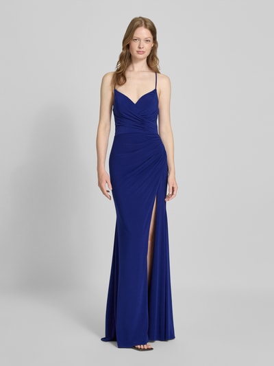 Mascara Sukienka wieczorowa z marszczeniami i rozcięciem Królewski niebieski melanż 4