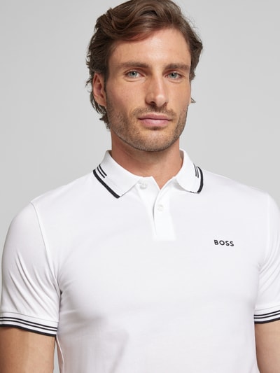 BOSS Green Koszulka polo o kroju slim fit z nadrukiem z logo model ‘Paul’ Biały 3