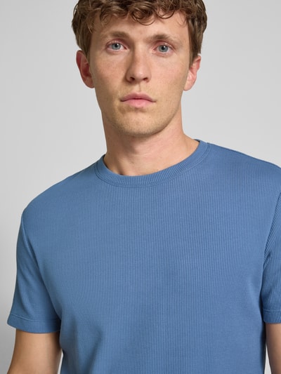 Christian Berg Men T-shirt z fakturowanym wzorem Jeansowy niebieski 3