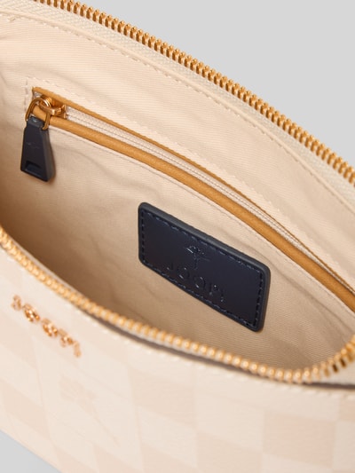 Productfoto, handtas in beige met ruitvormen, hoofdvak met ritssluiting, labelapplicatie, model 'cortina piazza eunike' van Joop!, afmetingen: breedte 22 cm, lengte 13 cm, diepte 4 cm, verstelbare schouderband 135 cm