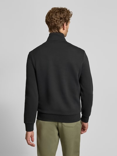 Mężczyznamodel nosi Regular Fit Troyer aus Baumwoll-Mix von Polo Ralph Lauren, czarny, gładka tekstura, Ganzkörperansicht Rückansicht.