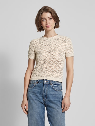 Mango Strickshirt mit Häkelspitze Modell 'SITO' Beige 4