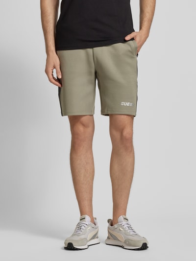 Guess Activewear Relaxed fit sweatshorts met labelprint, model 'MICKEY' Olijfgroen - 4