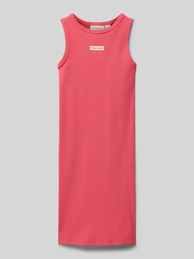 Calvin Klein Jeans Kleid in Ripp-Optik mit Label-Stitching Koralle 1