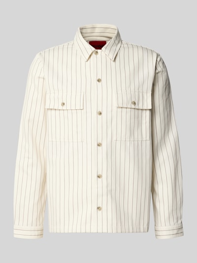 HUGO Oversized Hemdjacke aus reiner Baumwolle Modell 'EPOLDO' Offwhite 2
