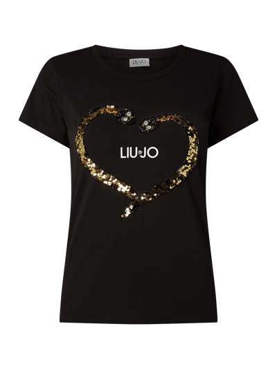 Liu Jo White T-shirt z nadrukiem z logo Czarny 2