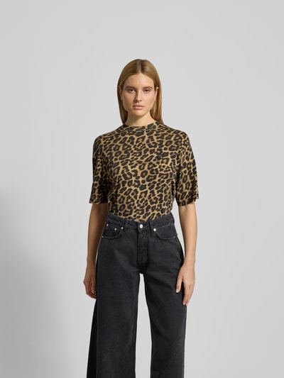 Anine Bing T-Shirt mit Allover-Animal-Print Mittelbraun 4