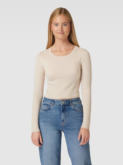 Only Korte gebreide pullover met fijnrib, model 'KAROL' Beige - 4