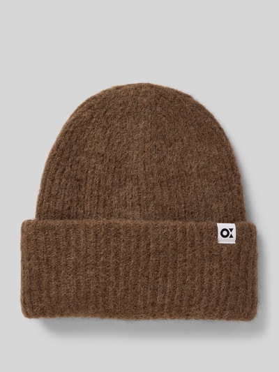 OPUS Czapka beanie z detalem z logo model ‘Afello’ Średniobrązowy 1
