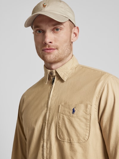 Polo Ralph Lauren Koszula casualowa o kroju classic fit z kieszenią zapinaną na zamek błyskawiczny Beżowy 3