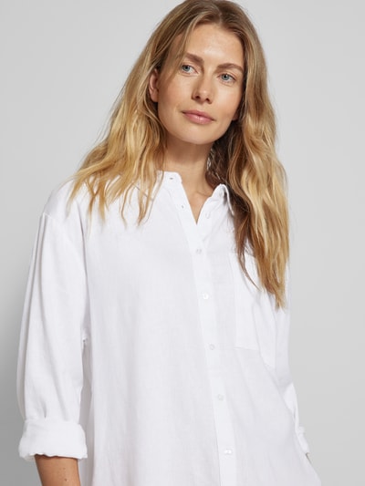 Soyaconcept Bluzka koszulowa lniana z kieszenią na piersi model ‘Ina’ Biały 3