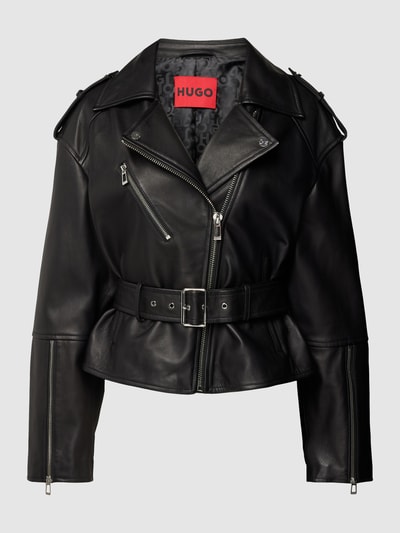 HUGO Lederjacke mit Reverskragen Modell 'LAYA' Black 2